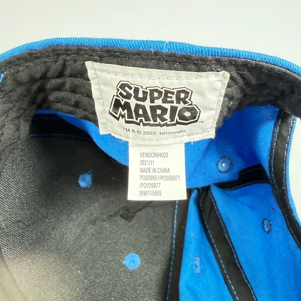 Super Mario Nintendo Youth Snapback Hat Blue Graphic Brim Mario Luigi Cap